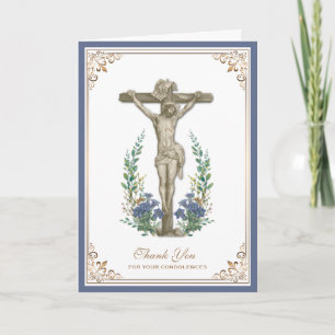 Remerciements Croix élégante de Jésus Carte catholique de condol