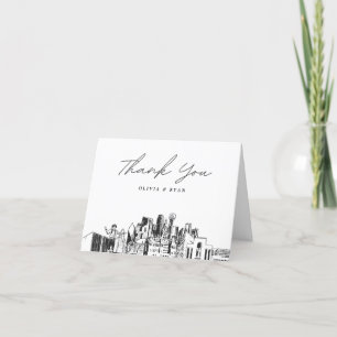 Remerciements Croquis de la skyline de Dallas sur carte de remer