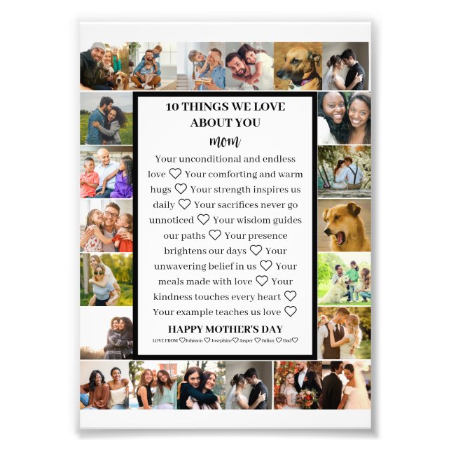 Remerciements de maman | Collage photo de la Fête  (Devant)