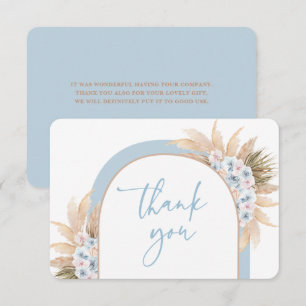 Remerciements Desert Blue Arch Pampas Grass Boy carte de remerci