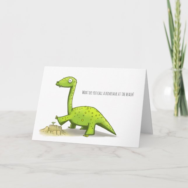 Remerciements Dinosaure à la carte d'anniversaire de la plage (Devant)