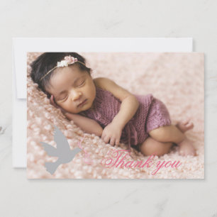 Remerciements Dove dusky rose filles baptisé photo carte de reme