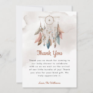 Remerciements Dreamcatcher Boho Pastel Baby Show Carte de remerc