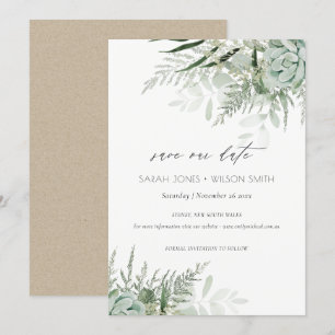 Remerciements Dusky Leafy Fern Succulent Enregistrer la carte de