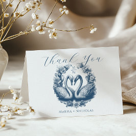 Remerciements Dusty Blue Swan Lake Mariage Carte de remerciement