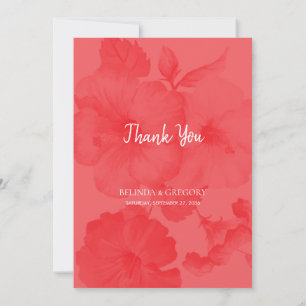 Remerciements Elégant aquarelle Hibiscus Mariage Carte de remerc