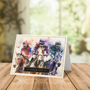 Remerciements Élégant cheval de course Derby Carte de remercieme