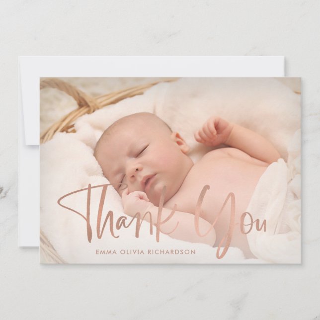 Remerciements | Élégant Faire-part de naissance ph (Devant)