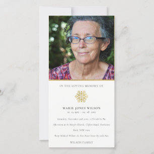 Remerciements Elegant Gold Snowflake photo carte de service Memo