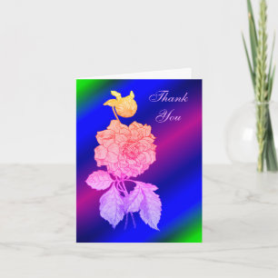Remerciements Elégant Peony Rainbow Floral Carte de remerciement