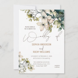 Remerciements Élégante carte de mariage florale de fleurs sauvag