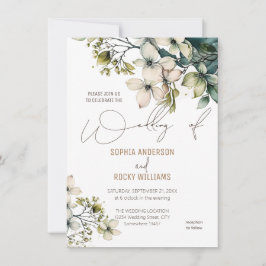 Remerciements Élégante carte de mariage florale de fleurs sauvag