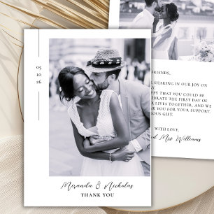 Remerciements Élégante carte de remerciement de mariage photo Mi