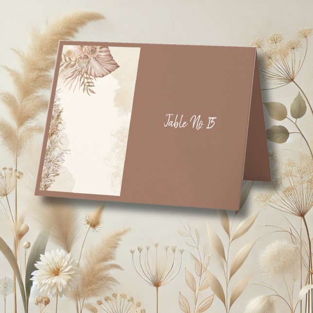 Remerciements Elégante carte de table Boho Neutral Mariage marro (Créateur téléchargé)