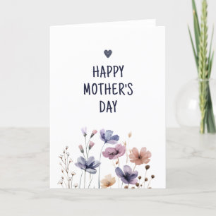 Remerciements Elégante carte fleurie Maman Joyeuse carte de jour