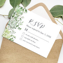 Elégante carte RSVP de mariage verdoyante