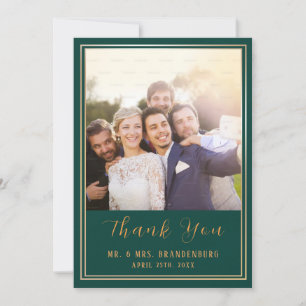 Remerciements Emerald Green & Gold Frame Photo Carte de remercie