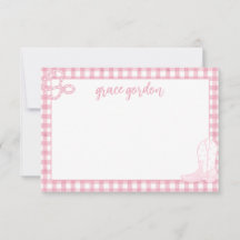 en vichy Boot Girls Rose Papier à lettres Carte de