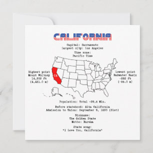 Remerciements Etat américain de Californie sur une carte et des 