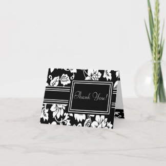 Remerciements Filigree noir et blanc plié en Carte de remercieme