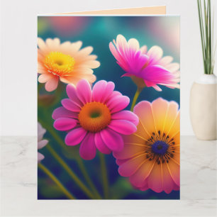 REMERCIEMENTS FLEURS ANNIVERSAIRE COLORÉ CARTE DE SALUT