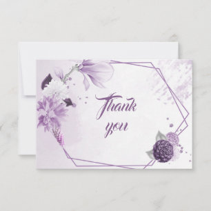 Remerciements fleurs aux teintes violettes carte de remerciement
