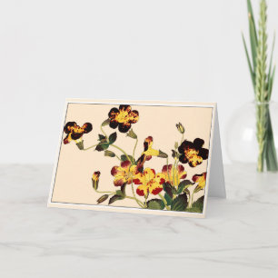 Remerciements Fleurs de trompette rouge et jaune Carte d'art bot
