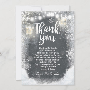 Remerciements Flocon de neige de baby shower de carte de