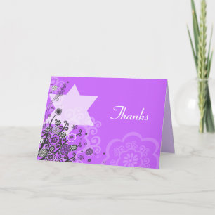 Remerciements Floral Star Jewish Baby Naming Carte de remercieme