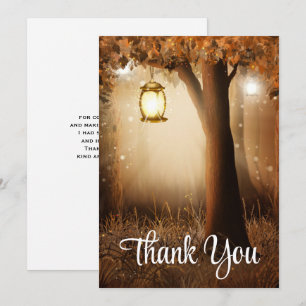 Remerciements Forêt magique avec Fairy Lights Carte de remerciem