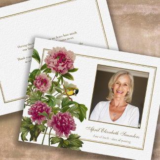 Remerciements Funérailles Floral Rose Photo Sympathy Carte de re