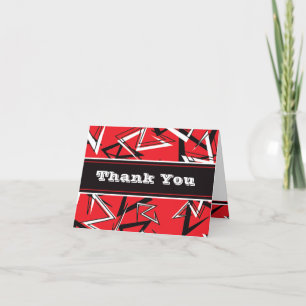Remerciements Funky Urbain Rouge, Noir, Blanc Carte de remerciem