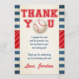 Remerciements Garçon d'anniversaire de base-ball de carte de