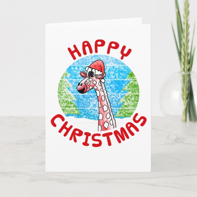 Remerciements Giraffe Carte de Noël Faune Nature Drôle (Devant)