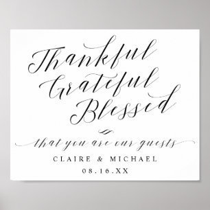 Remerciements Grateful Mariage Affiche de bienvenu