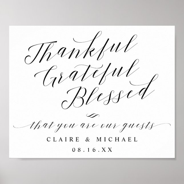 Remerciements Grateful Mariage Affiche de bienvenu (Devant)