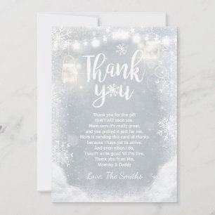 Remerciements Gris en bois de neige de baby shower de carte de