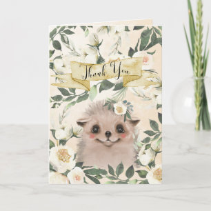 Remerciements hérisson joli baby shower floral carte de remercie