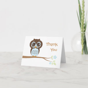Remerciements Hibou mignon de bébé dans le carte de