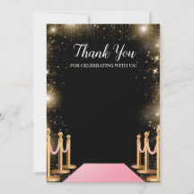 Hollywood Glam fête d'anniversaire Carte de remerc