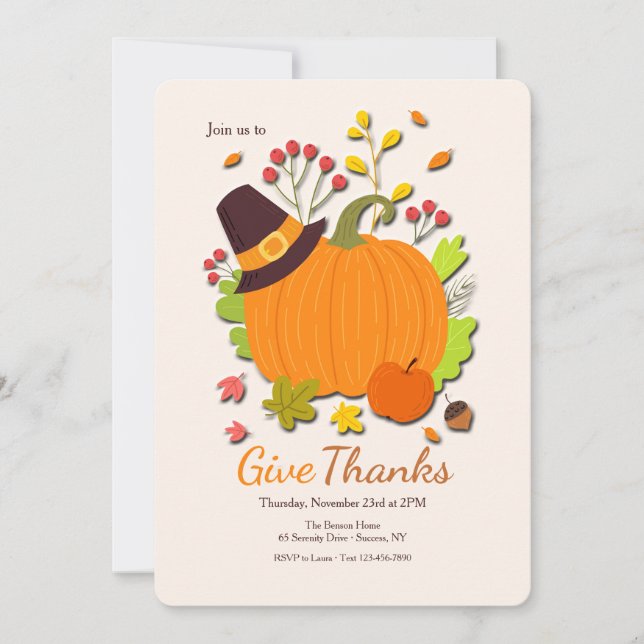 Remerciements Invitation au dîner de Thanksgiving (Devant)