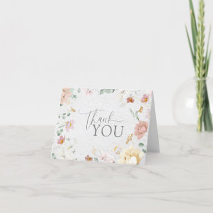 Remerciements Jardin rose pâle Fleurs Douche Carte de remercieme