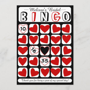 Remerciements Jeu de bingo de mariage personnalisable carte roug