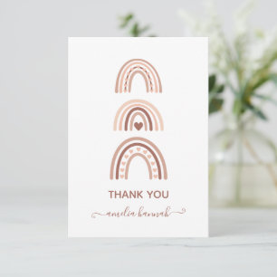 Remerciements Joli Boho Rainbow Baby shower Carte de remerciemen