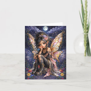 Remerciements Jolie carte de note vierge de fée de nuit florale