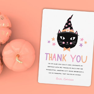 Remerciements Jolie carte de remerciement de chat de sorcière no