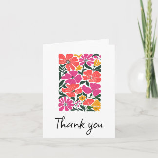 Remerciements Jolie carte de remerciement florale rose et orange