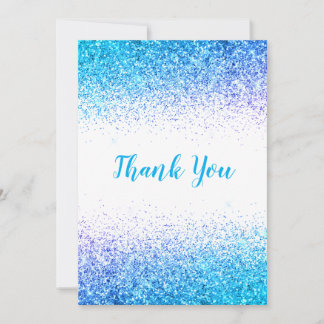 Remerciements Jolie Parties scintillant Bleue Simple Carte de re