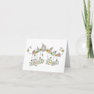 Remerciements Joyeux Doodles de maison, carte de réchauffement d