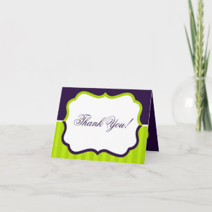 Remerciements Lime pliée vert et bande violette Carte de remerci